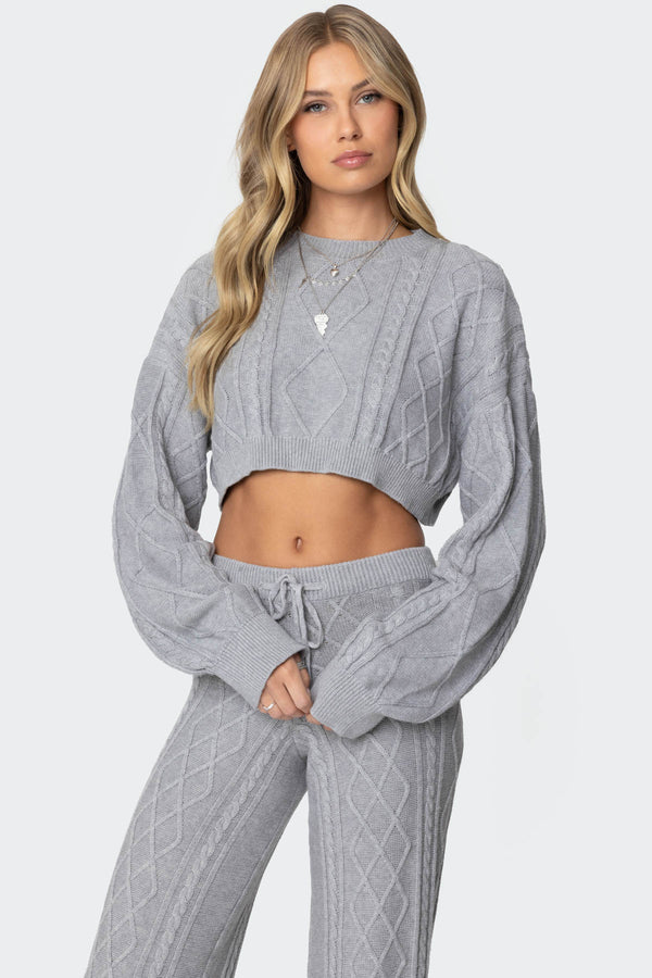 Kasey Cable Knit Cropped Sweater view 1