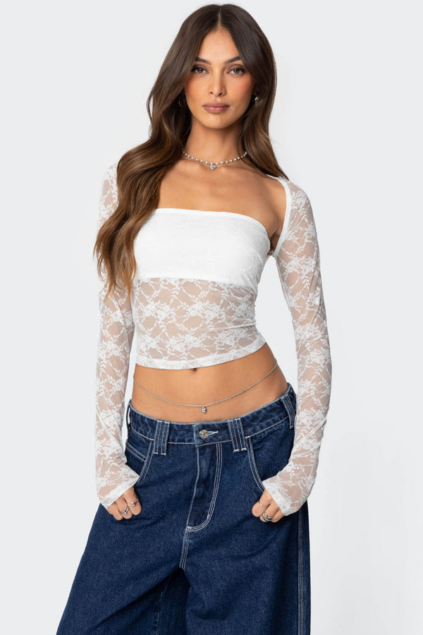 Addison Sheer Lace Two Piece Top view 1