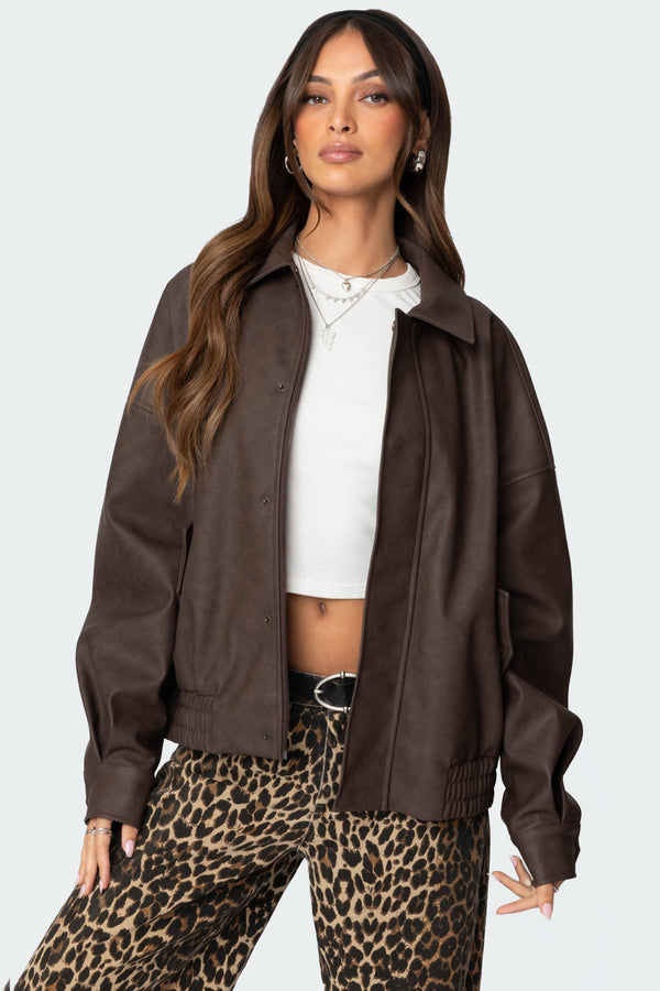 Mori Oversized Faux Leather Jacket view 1