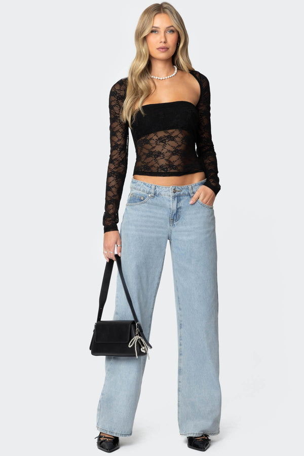 Addison Sheer Lace Two Piece Top view 2