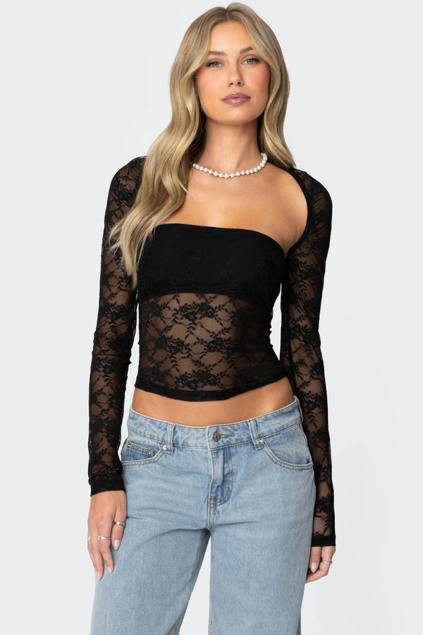 Addison Sheer Lace Two Piece Top view 1