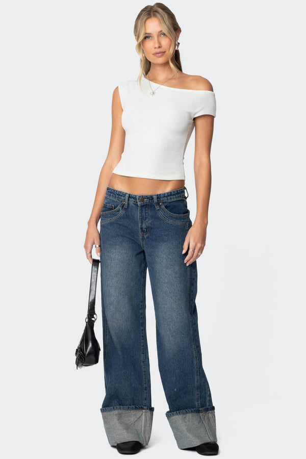 Vesper Cuffed Low Rise Baggy Jeans view 1
