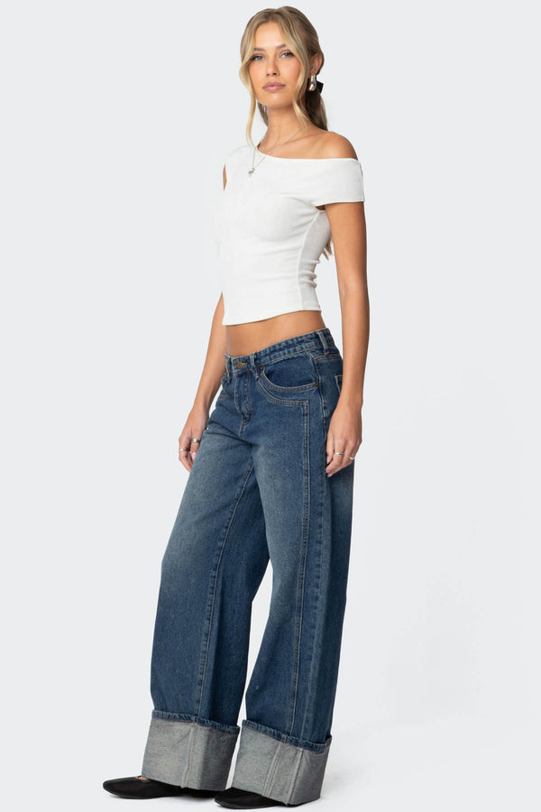 Vesper Cuffed Low Rise Baggy Jeans view 2
