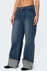 Vesper Cuffed Low Rise Baggy Jeans