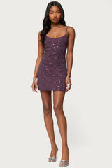 Stefanie Rhinestone Backless Mini Dress