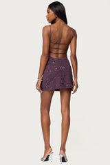 Stefanie Rhinestone Backless Mini Dress