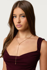 Pearl Beaded Cascading Chain Necklace