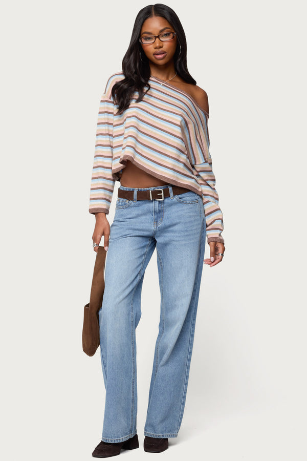 Alexis Off Shoulder Striped Knit Top view 2