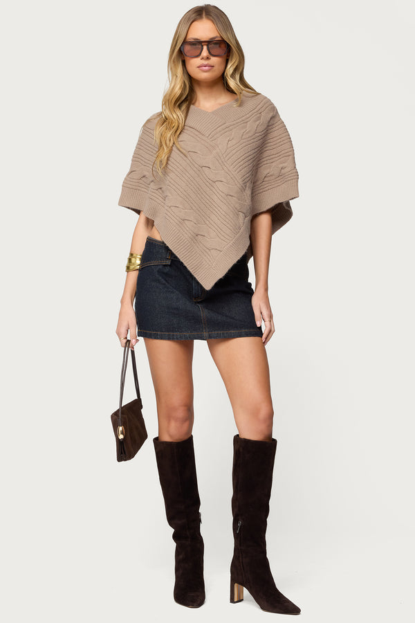 Vickey Cable Knit Poncho view 2