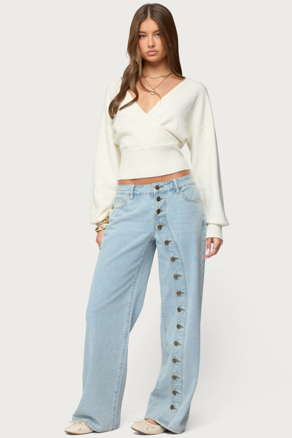 Adison Button Low Rise Baggy Jeans view 1