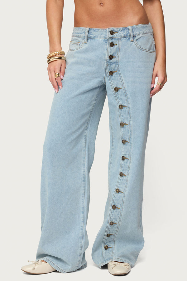 Adison Button Low Rise Baggy Jeans view 2