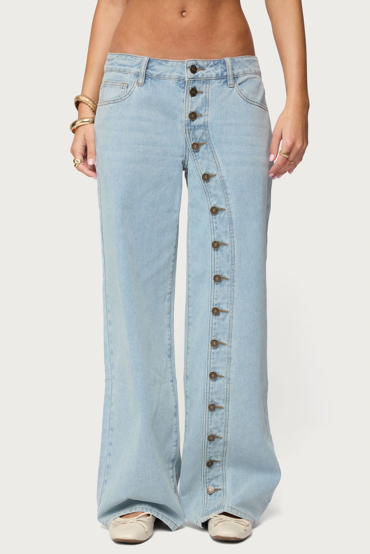 Adison Button Low Rise Baggy Jeans