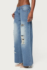Frye Distressed Low Rise Baggy Jeans