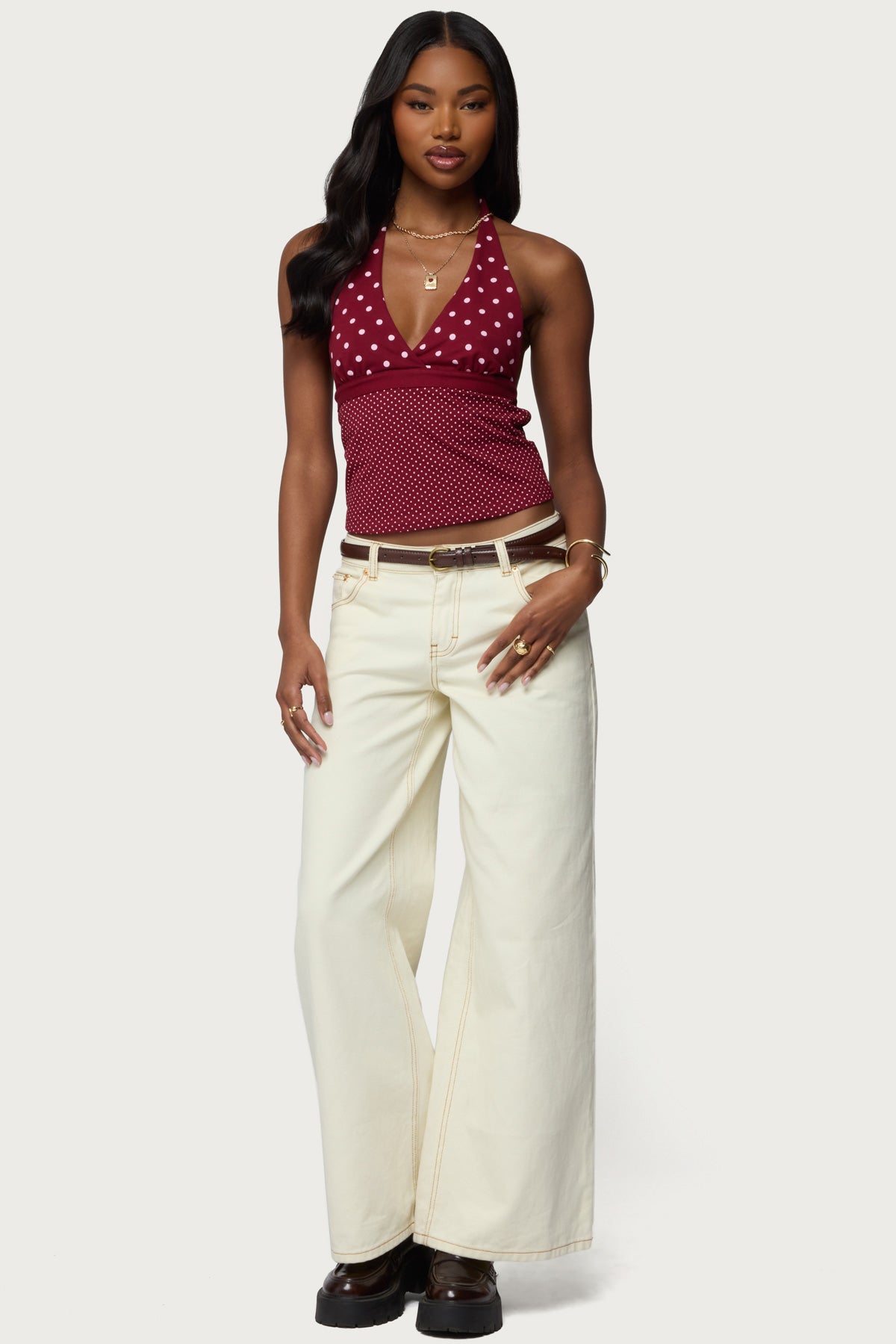 Ginny Mixed Polka Dot Halter Top