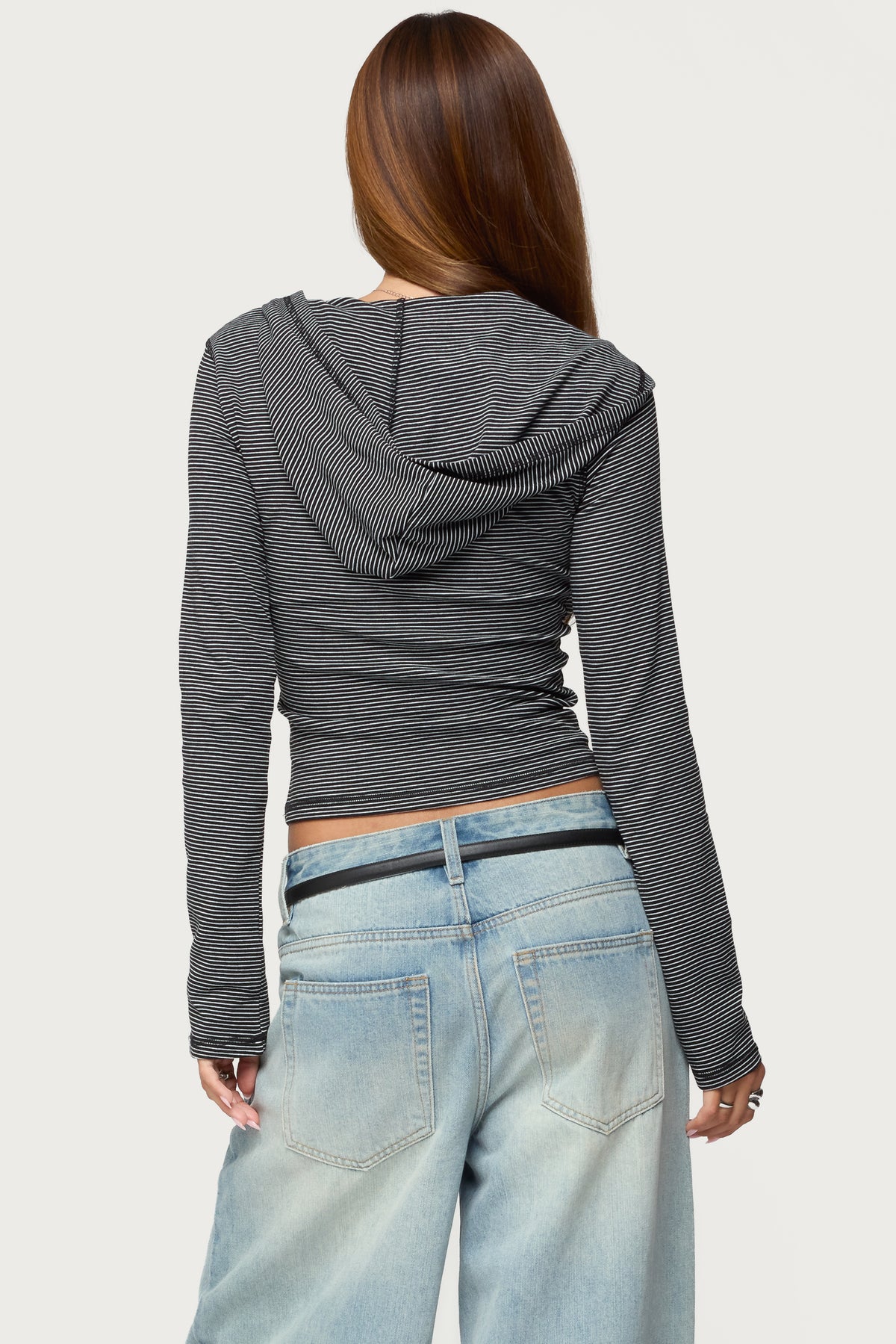 Damson Striped Hooded Henley Top