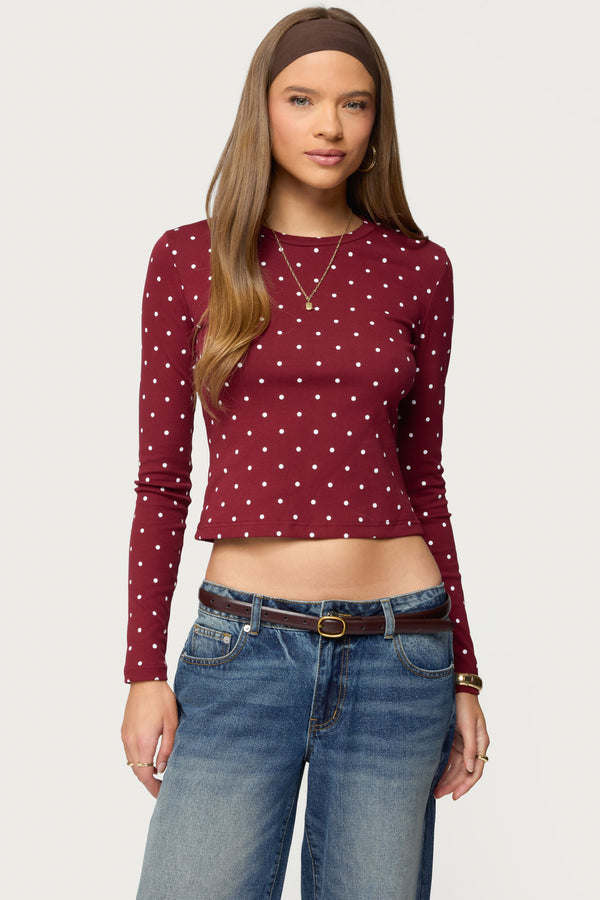 Daliya Polka Dot Long Sleeve Top view 1