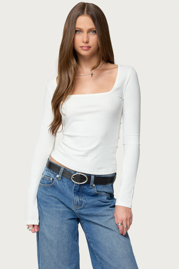 Zandra Square Neck Ribbed Top view 1