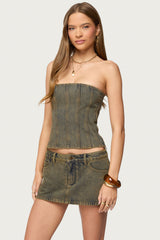 Camelia Strapless Denim Corset