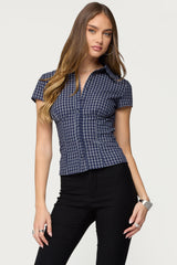 Oriya Gingham Tailored Button Up Shirt