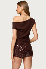 Holly Glitter Off Shoulder Top