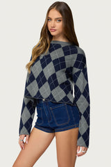 Prep Girl Argyle Knit Top