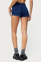 Saren High Rise Denim Micro Shorts