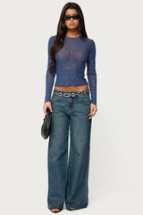 Anari Rhinestone Mesh Top