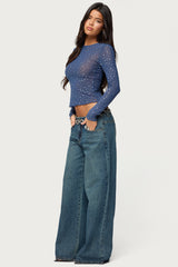 Anari Rhinestone Mesh Top