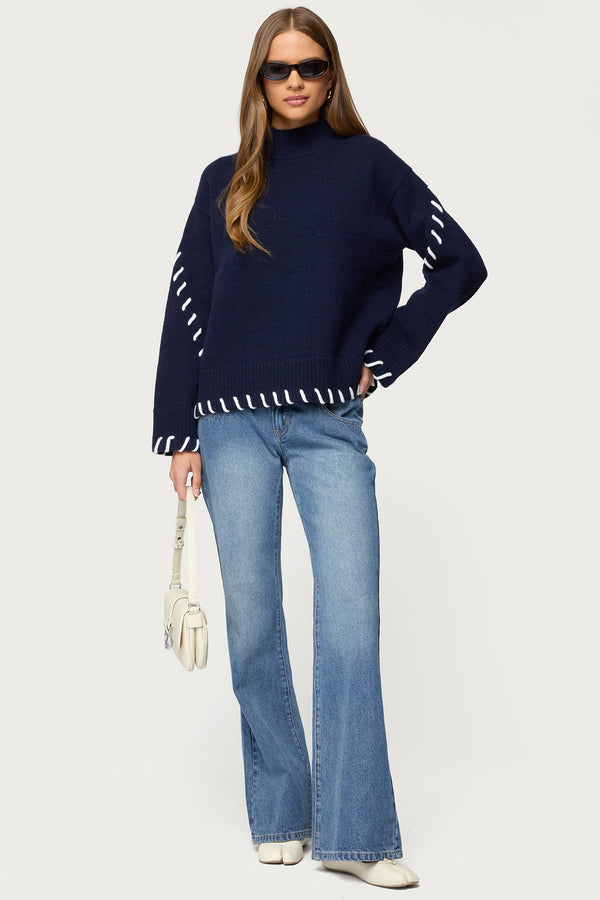Indah Contrast Stitch Oversized Sweater view 2