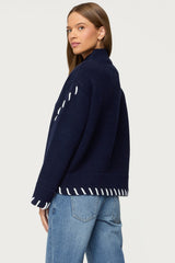 Indah Contrast Stitch Oversized Sweater