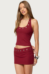 Havana Grommet Ribbed Halter Top