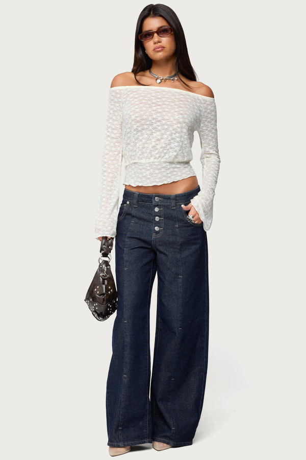 Alef Sheer Lace Off Shoulder Top view 2