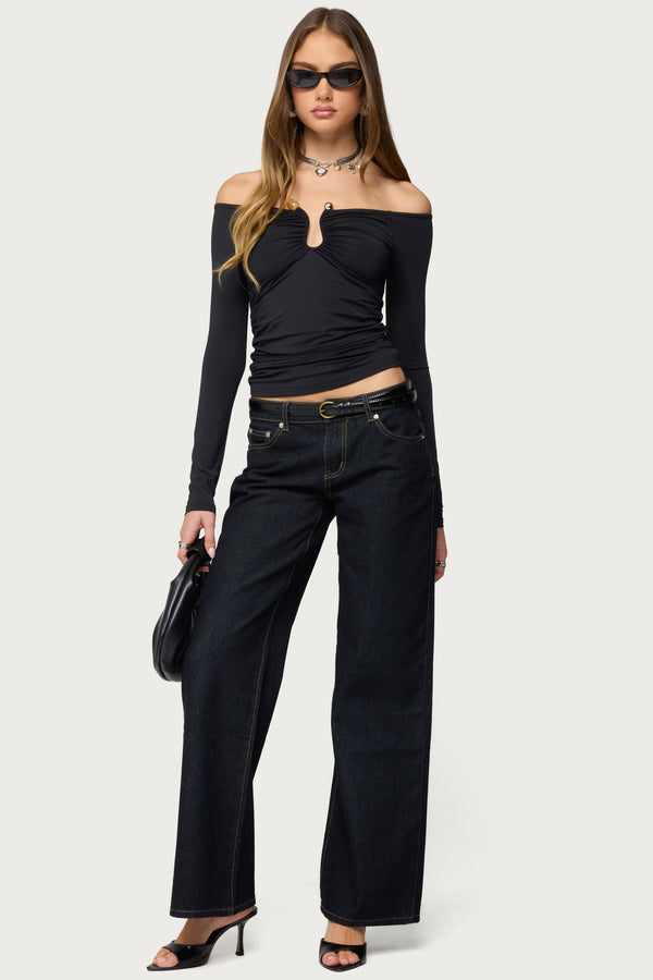 Halle Curved U Off Shoulder Top view 2