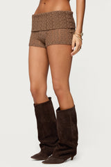 Rye Sheer Textured Foldover Shorts