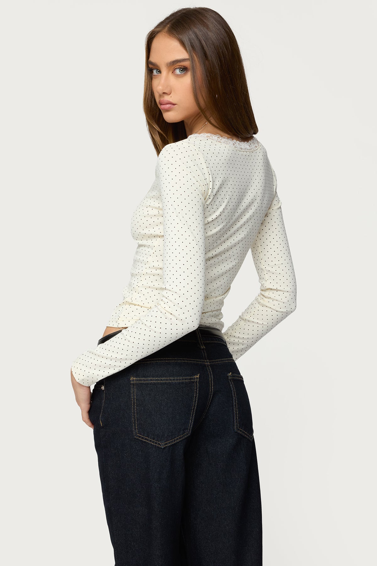 Morah Lacey Polka Dot Top