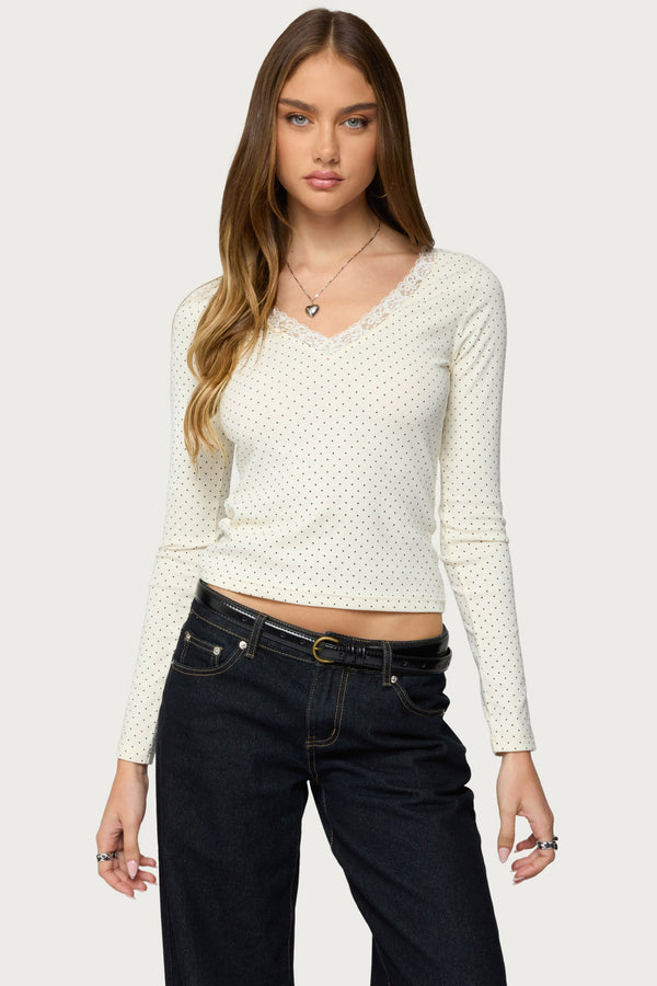 Morah Lacey Polka Dot Top view 1