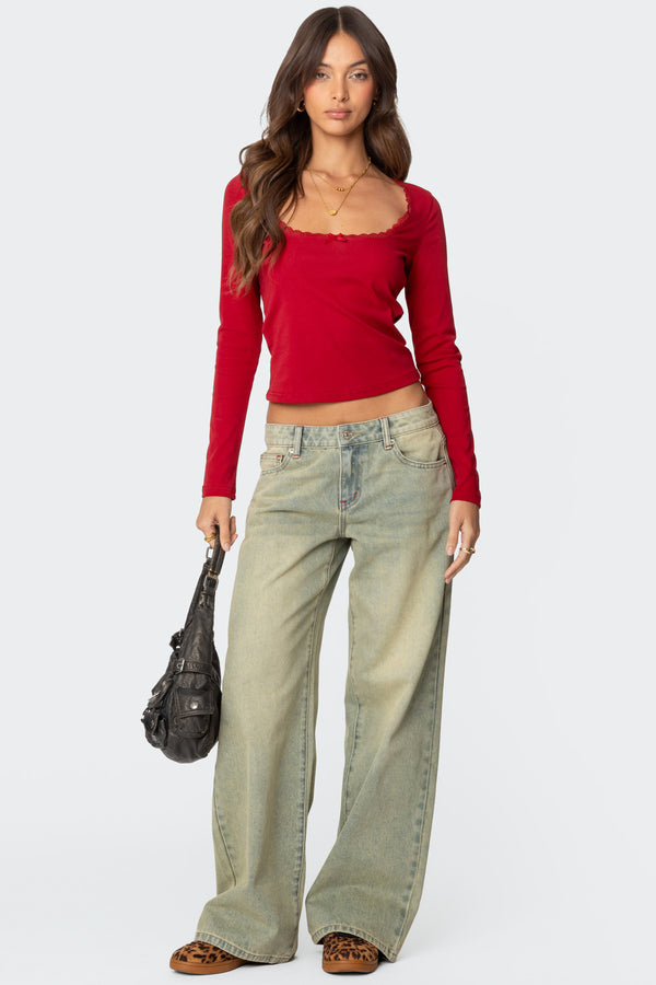 Mora Lace Trim Ribbed T Shirt view 2