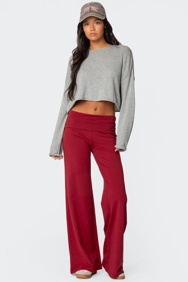 Wide Leg Foldover Pants view 1