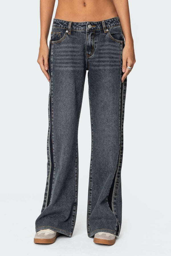 Contrast Panel Low Rise Baggy Jeans view 2