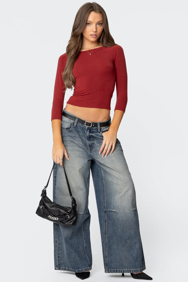Mary Three-Quarter Sleeve Wide Neck Top view 2