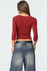 Mary Three-Quarter Sleeve Wide Neck Top