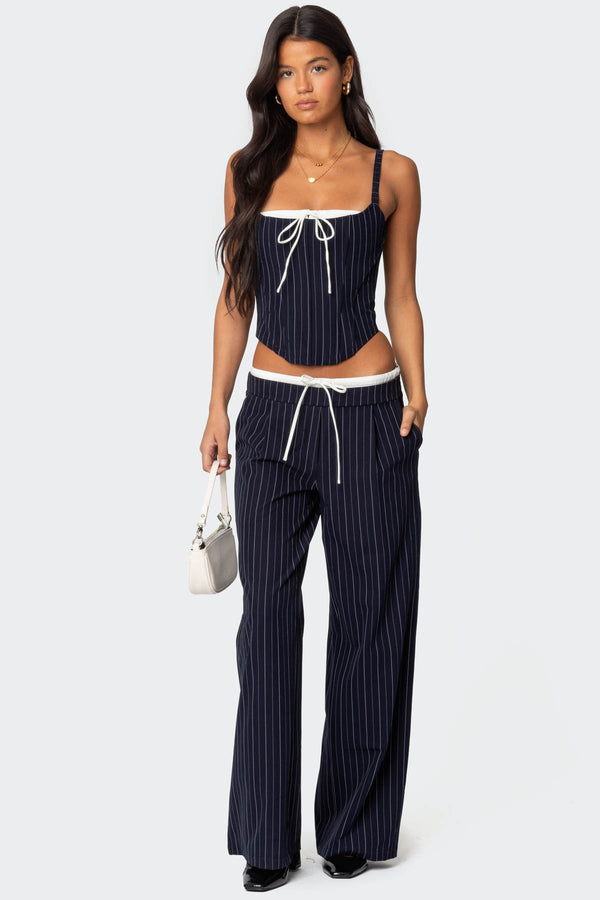 Pinstripe Peekaboo Drawstring Pants view 1