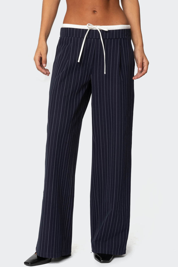 Pinstripe Peekaboo Drawstring Pants view 2