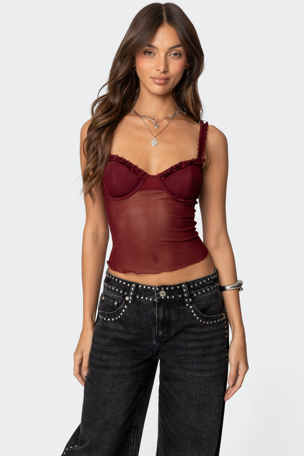 Mercy Sheer Mesh Bra Top view 1