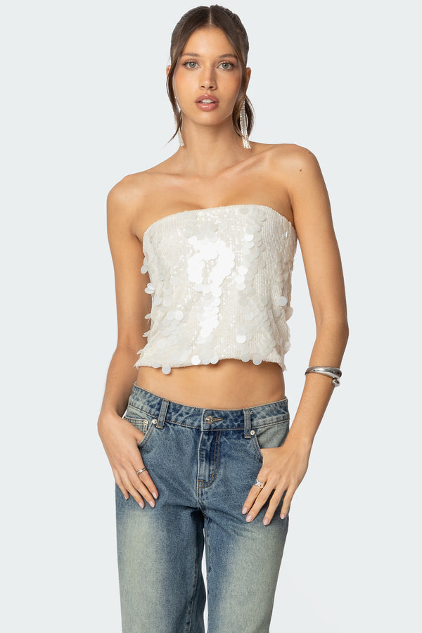 Samara Sequin Strapless Top view 1