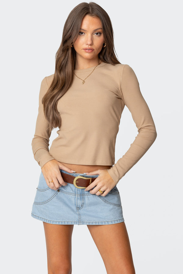Nicky Ribbed Long Sleeve T Shirt view 2