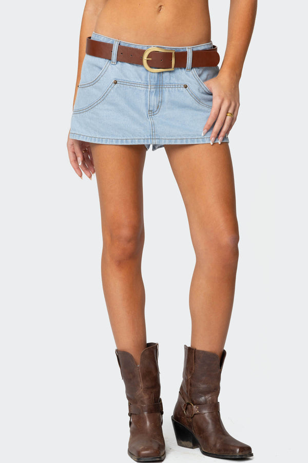 Stitched Up Denim Mini Skort view 2
