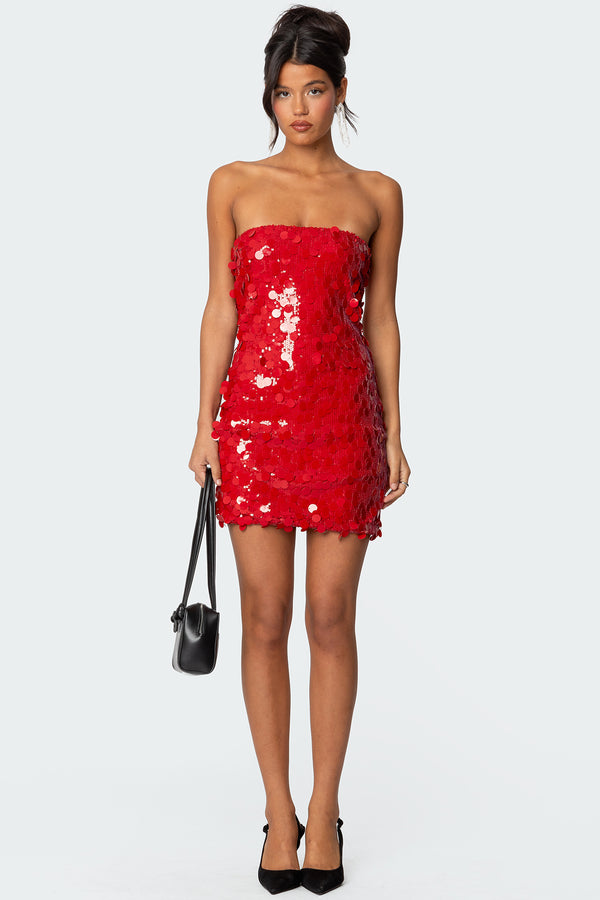 Samba Sequin Strapless Mini Dress view 1