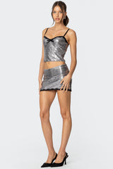 Revel Lace Trim Sequin Tank Top