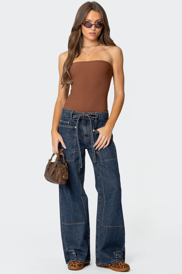Loren Strapless Ribbed Bodysuit view 1